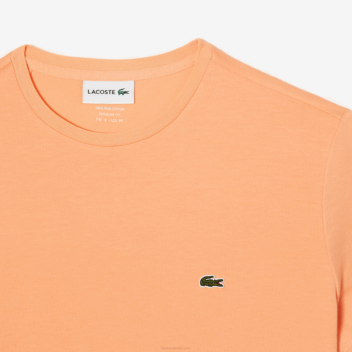 Lacoste Crew Neck Pima Cotton Jersey T-Shirt 646T62 Light Orange HEB Men