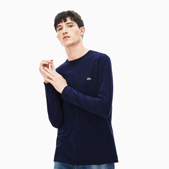 Lacoste Crew Neck Pima Cotton Jersey T-Shirt 646T688 Navy Blue 166 Men