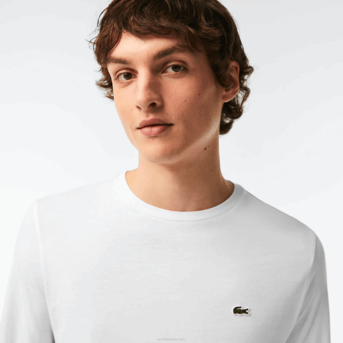 Lacoste Crew Neck Pima Cotton Jersey T-Shirt 646T689 White 001 Men