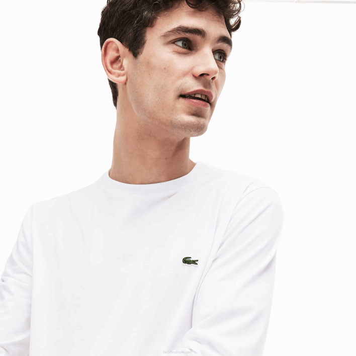 Lacoste Crew Neck Pima Cotton Jersey T-Shirt 646T689 White 001 Men