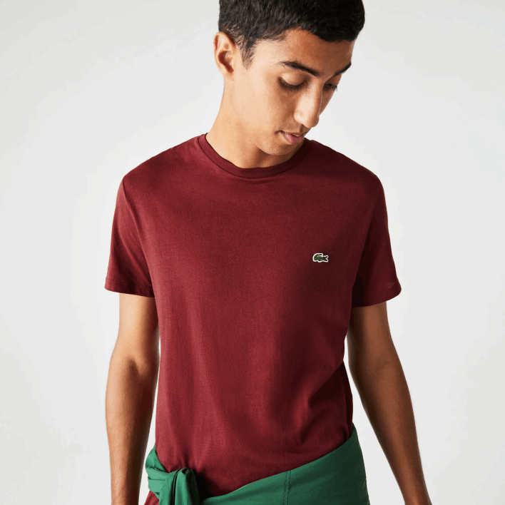 Lacoste Crew Neck Pima Cotton Jersey T-Shirt 646T818 Bordeaux ZS1 Men