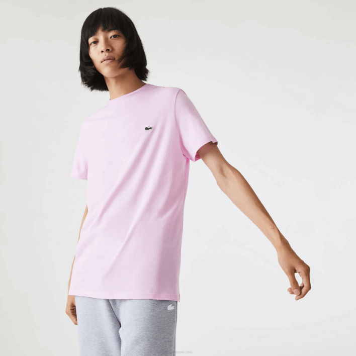 Lacoste Crew Neck Pima Cotton Jersey T-Shirt 646T824 Pink Z4H Men