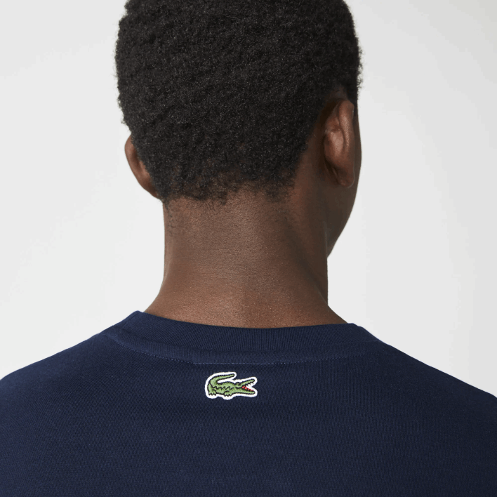 Lacoste Crocodile Branding Crew Neck Cotton T-Shirt 646T1580 Navy Blue 166 Men