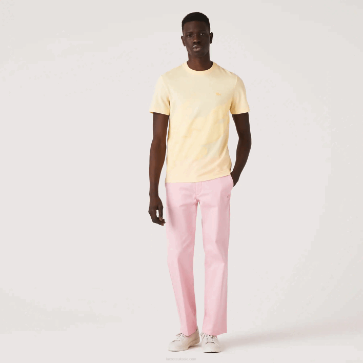 Lacoste Crocodile Print Crew Neck Stretch Organic Cotton T-Shirt 646T636 Yellow HBZ Men