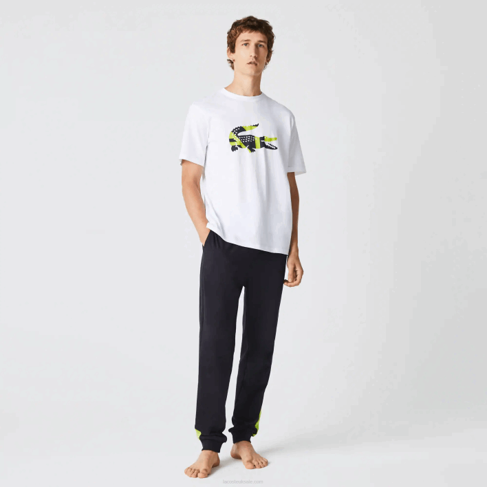 Lacoste Graphic Print Cotton Jersey T-Shirt 646T1628 White 001 Men