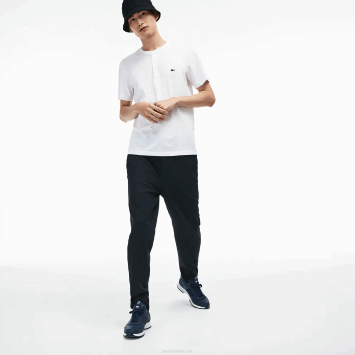 Lacoste Henley Neck Pima Cotton Jersey T-Shirt 646T589 White 001 Men