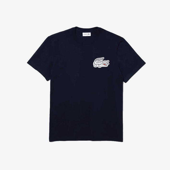 Lacoste Heritage Crocodile Badge Crew Neck Cotton T-Shirt 646T911 Navy Blue 166 Men