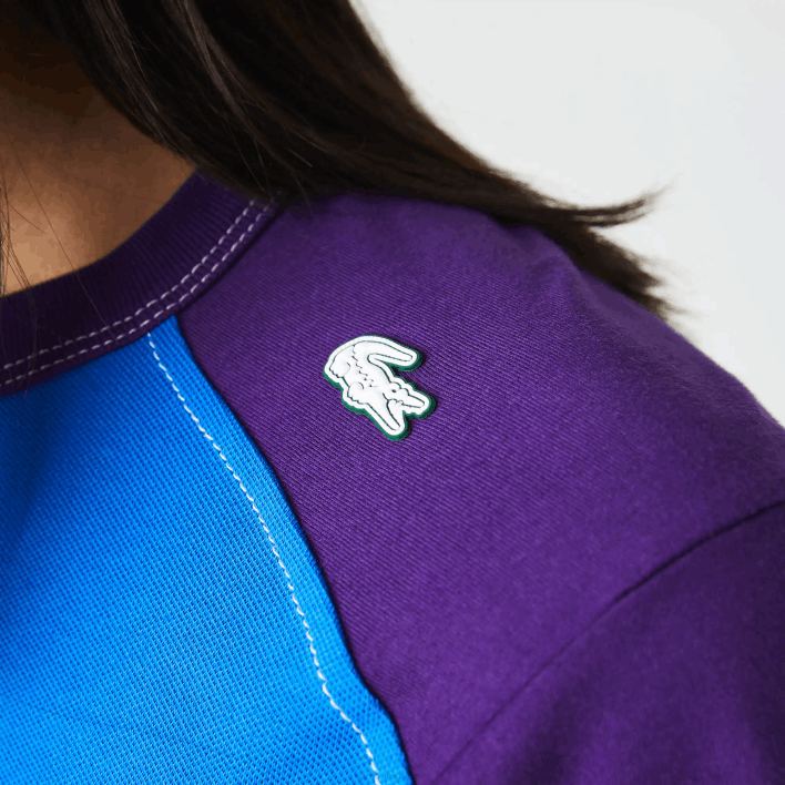 Lacoste Heritage Regular Fit Color-Block Stretch Pique T-Shirt 646T819 Blue Green Purple 7W6 Men