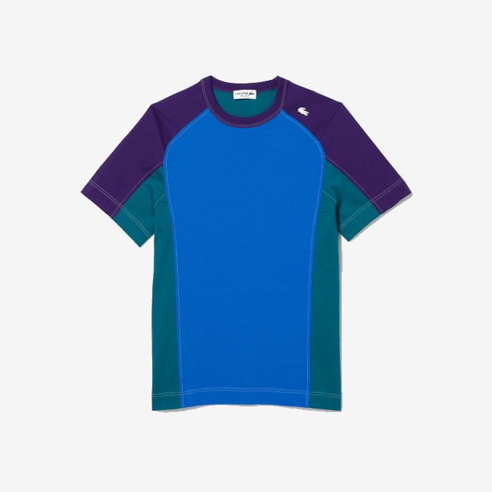 Lacoste Heritage Regular Fit Color-Block Stretch Pique T-Shirt 646T819 Blue Green Purple 7W6 Men