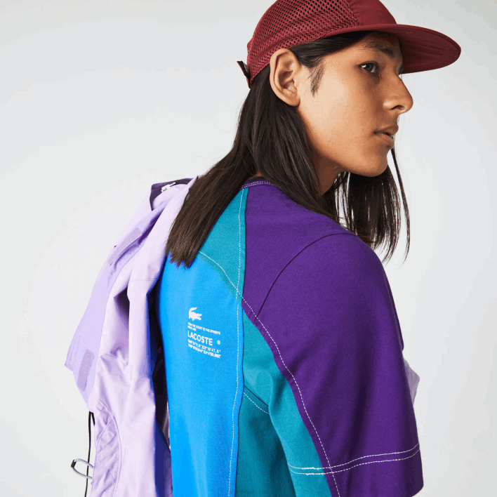 Lacoste Heritage Regular Fit Color-Block Stretch Pique T-Shirt 646T819 Blue Green Purple 7W6 Men