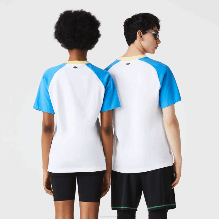 Lacoste LIVE Cotton T-shirt 646T941 White Blue Yellow D1Q Men