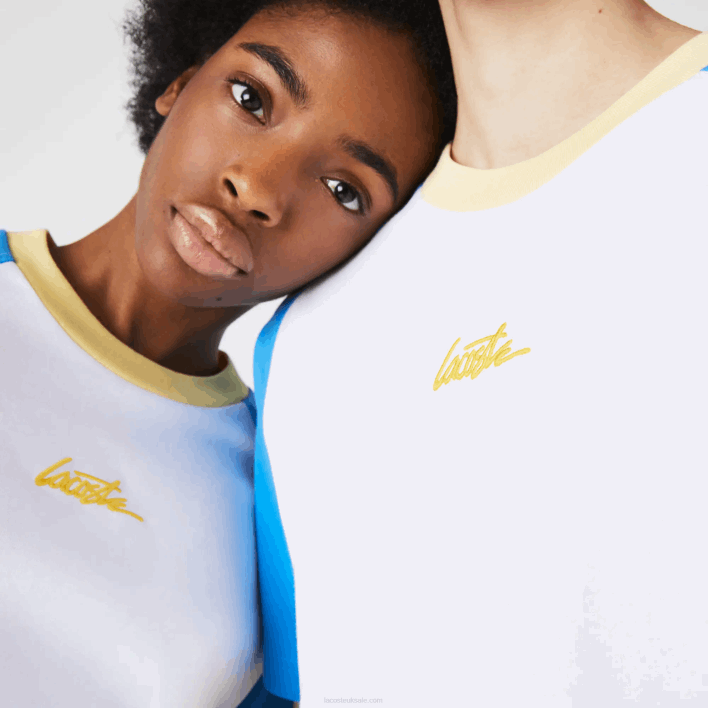 Lacoste LIVE Cotton T-shirt 646T941 White Blue Yellow D1Q Men