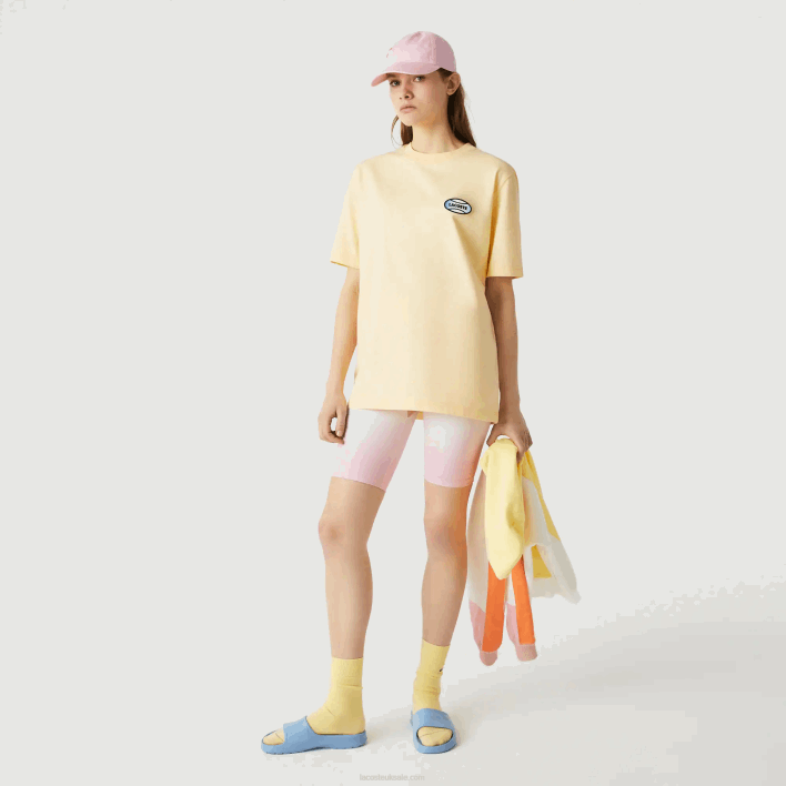 Lacoste LIVE Summer Pack Loose Fit Flecked Cotton T-Shirt 646T936 Yellow HBZ Men