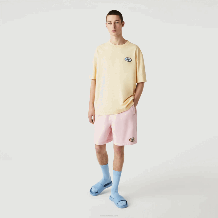 Lacoste LIVE Summer Pack Loose Fit Flecked Cotton T-Shirt 646T936 Yellow HBZ Men