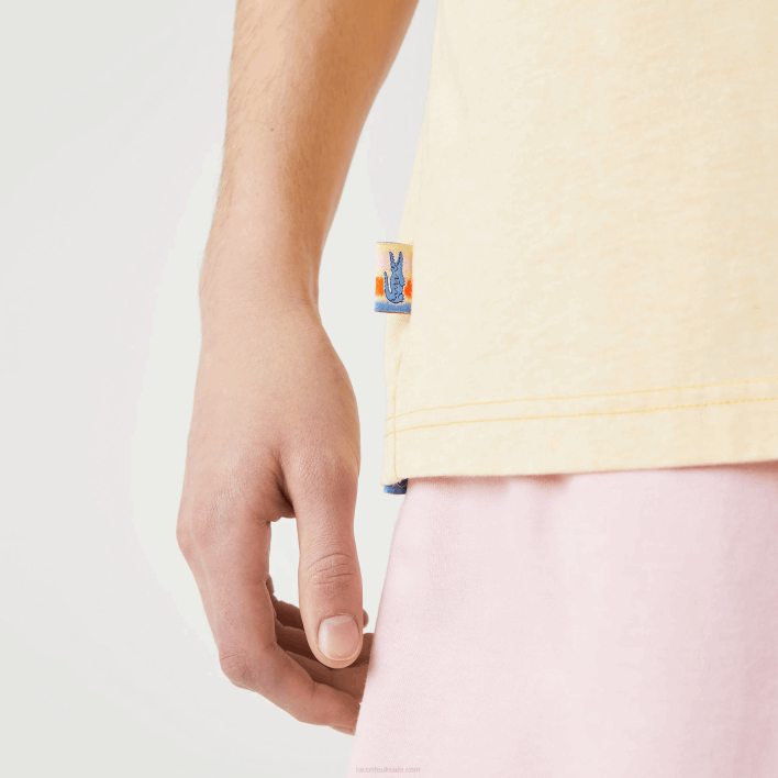 Lacoste LIVE Summer Pack Loose Fit Flecked Cotton T-Shirt 646T936 Yellow HBZ Men