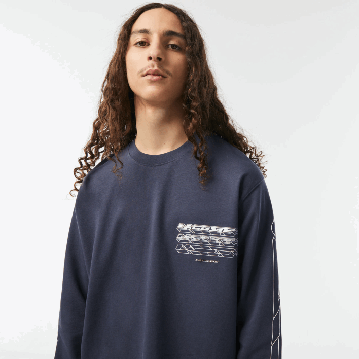 Lacoste Loose Fit Cotton Jersey Long Sleeve T-Shirt 646T176 Blue KXE Men