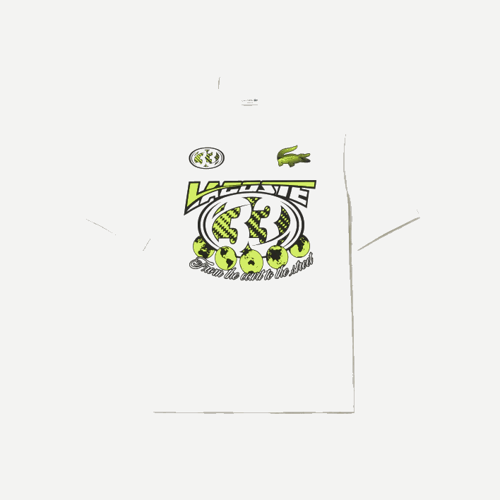 Lacoste Loose Fit Cotton Jersey Print T-Shirt 646T144 White 70V Men