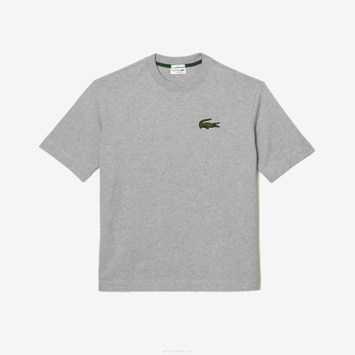 Lacoste Loose Fit Large Crocodile Organic Cotton T-Shirt 646T74 Grey Chine CCA Men