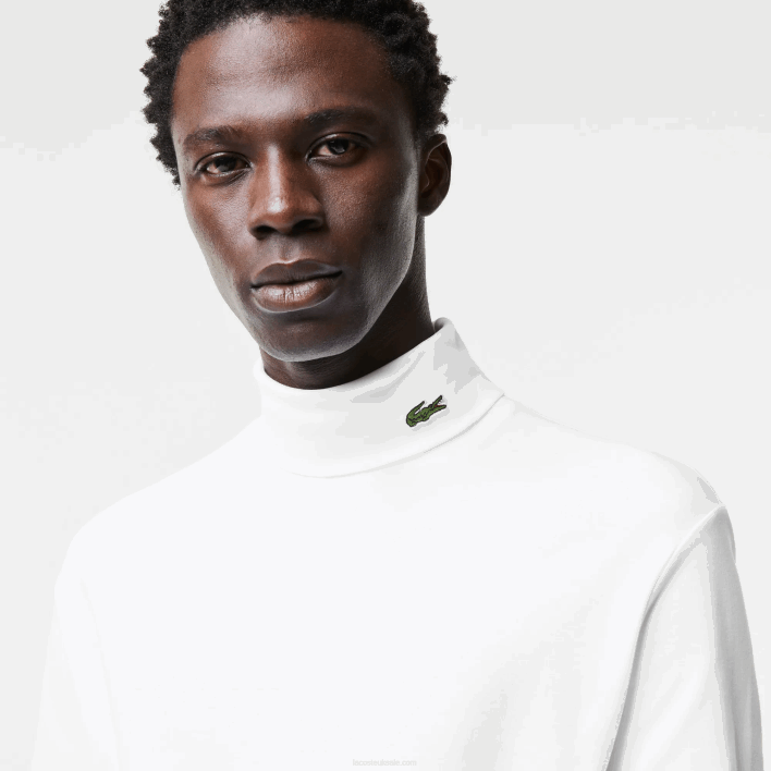 Lacoste Organic Cotton Turtleneck T-Shirt 646T803 White 001 Men