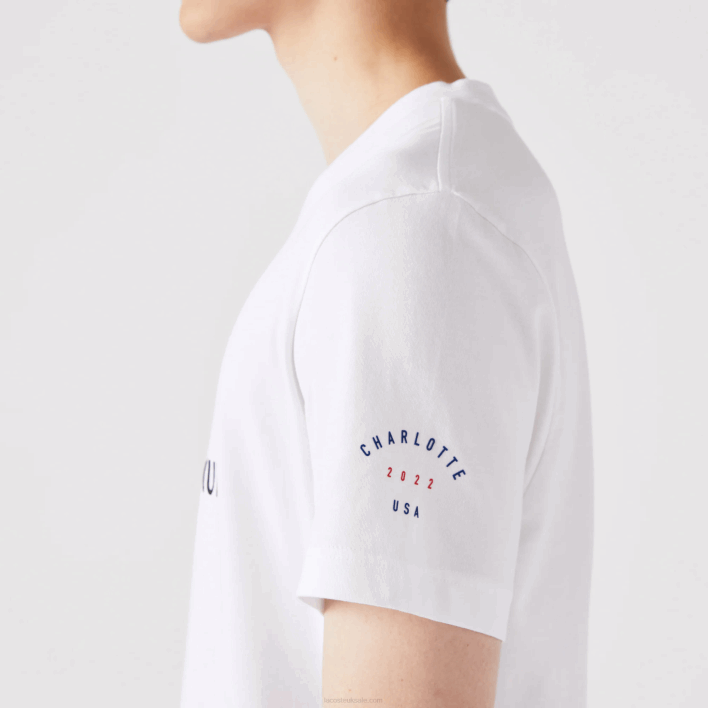 Lacoste Presidents Cup SPORT American Flag T-Shirt 646T861 White 001 Men