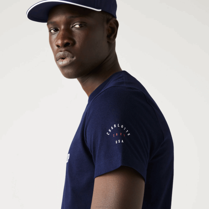 Lacoste Presidents Cup SPORT American Flag T-Shirt 646T862 Navy Blue 166 Men
