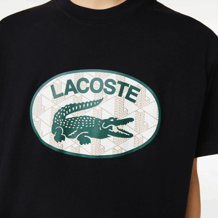 Lacoste Regular Fit Branded Monogram Print T-Shirt 646T578 Black 031 Men