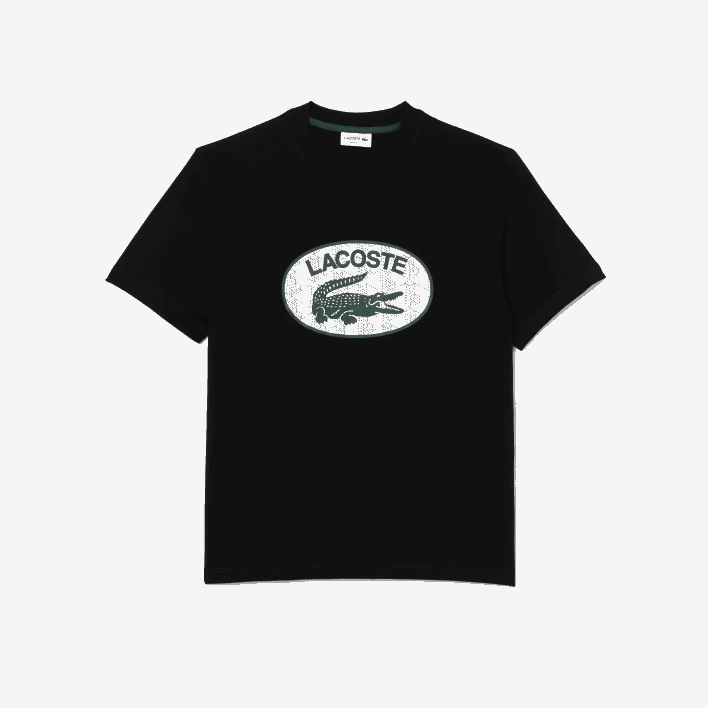 Lacoste Regular Fit Branded Monogram Print T-Shirt 646T578 Black 031 Men