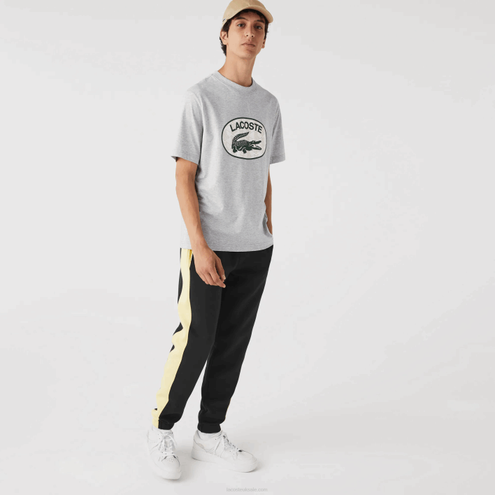Lacoste Regular Fit Branded Monogram Print T-Shirt 646T579 Grey Chine CCA Men