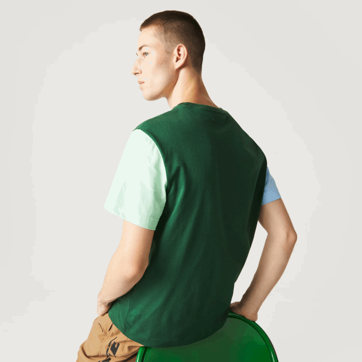 Lacoste Regular Fit Colorblock Cotton Jersey T-Shirt 646T812 Blue Light Green 8AT Men