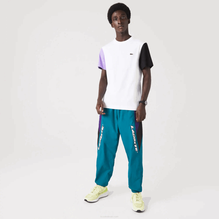 Lacoste Regular Fit Colorblock Cotton Jersey T-Shirt 646T813 White Purple Black UWX Men