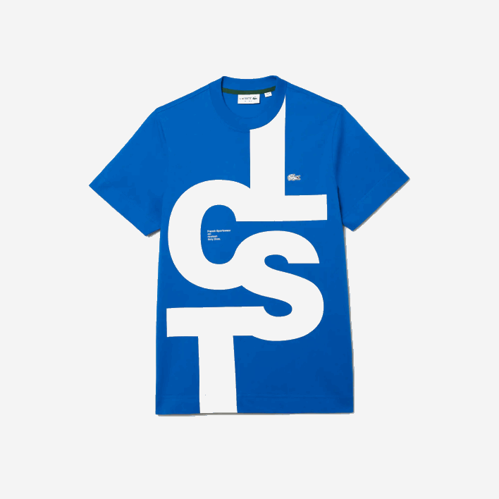 Lacoste Regular Fit Contrast Lettering Cotton T-Shirt 646T568 Blue K1Q Men