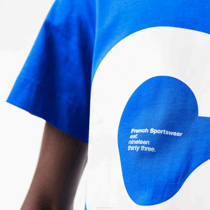 Lacoste Regular Fit Contrast Lettering Cotton T-Shirt 646T568 Blue K1Q Men