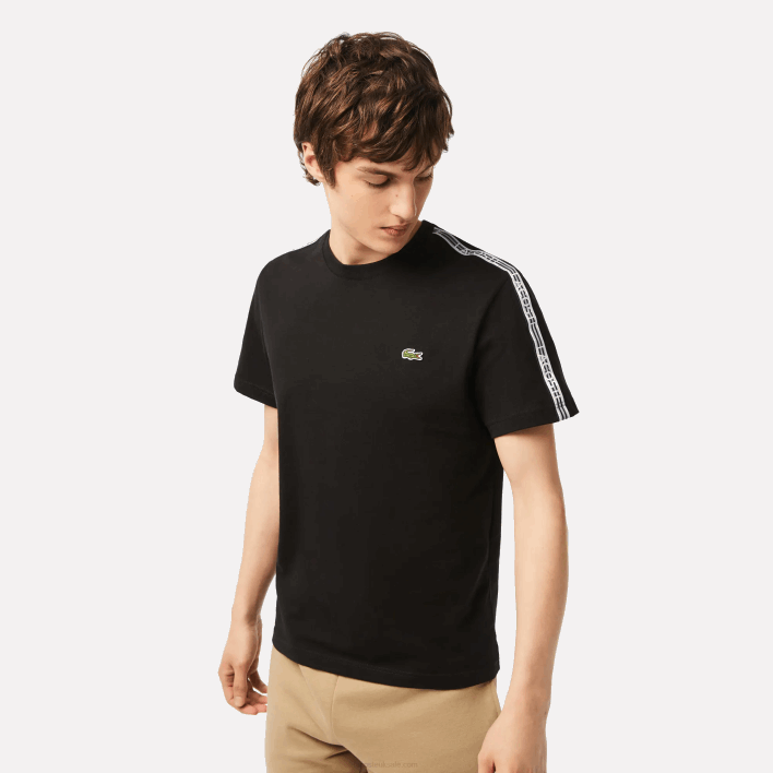 Lacoste Regular Fit Logo Stripe T-Shirt 646T45 Black 031 Men