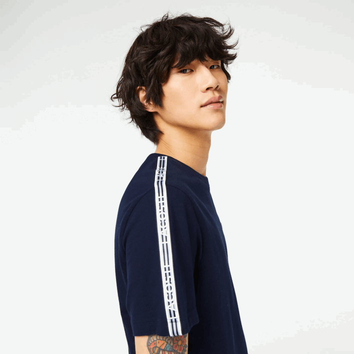 Lacoste Regular Fit Logo Stripe T-Shirt 646T47 Navy Blue 166 Men