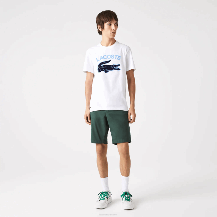 Lacoste Regular Fit XL Crocodile Print T-Shirt 646T570 White 001 Men