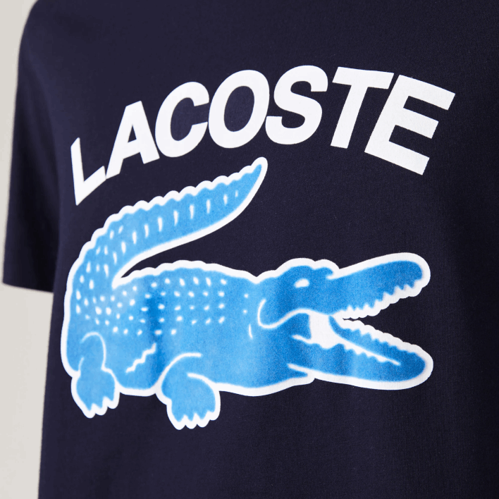Lacoste Regular Fit XL Crocodile Print T-Shirt 646T571 Navy Blue 166 Men