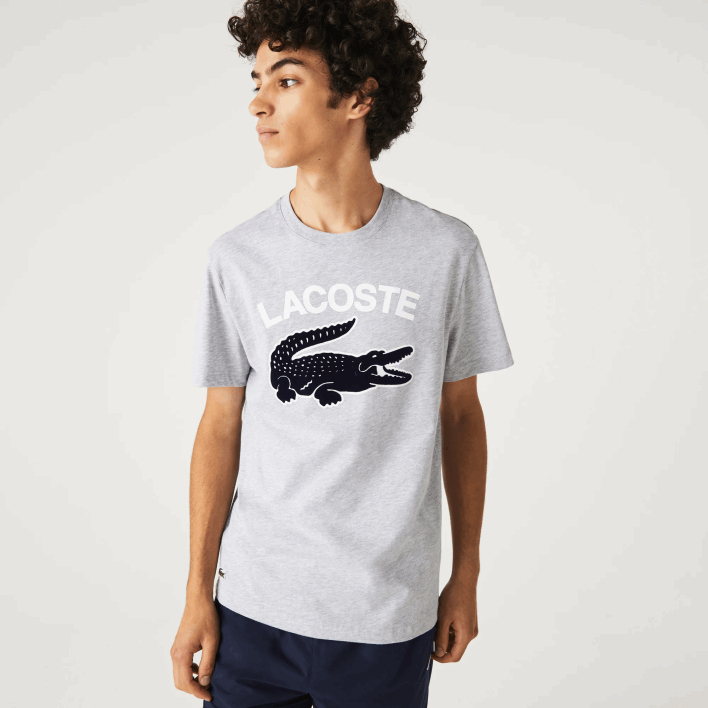 Lacoste Regular Fit XL Crocodile Print T-Shirt 646T572 Grey Chine CCA Men