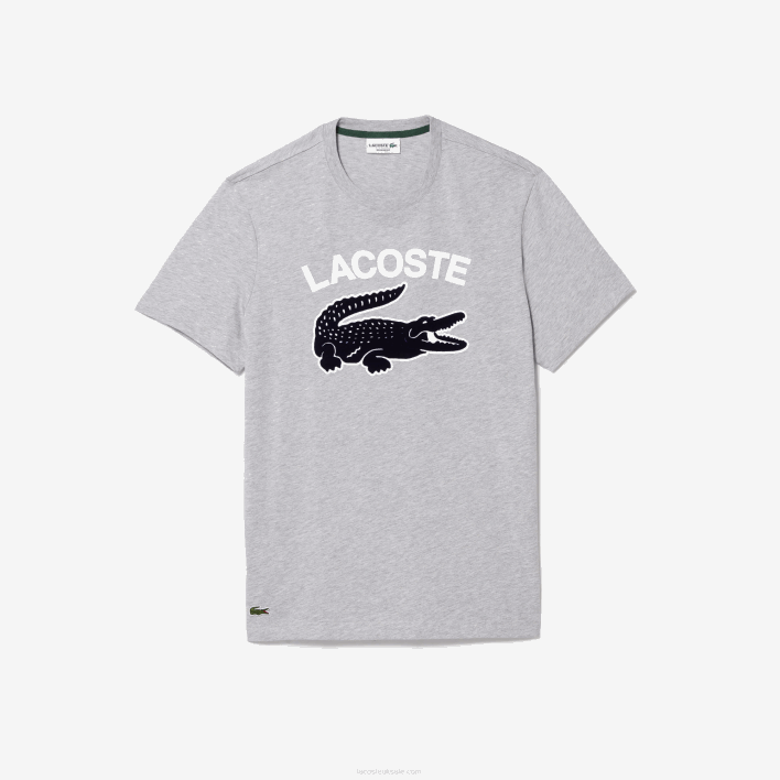 Lacoste Regular Fit XL Crocodile Print T-Shirt 646T572 Grey Chine CCA Men