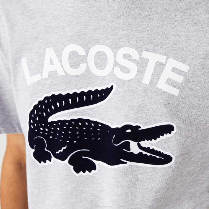 Lacoste Regular Fit XL Crocodile Print T-Shirt 646T572 Grey Chine CCA Men