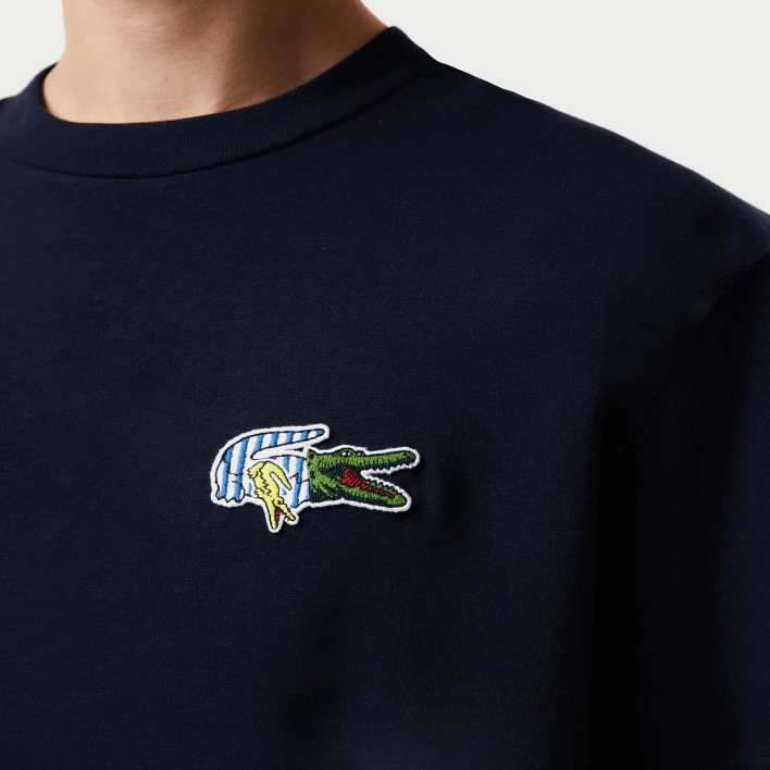Lacoste Relaxed Fit Comic Effect Badge T-Shirt 646T741 Navy Blue 166 Men
