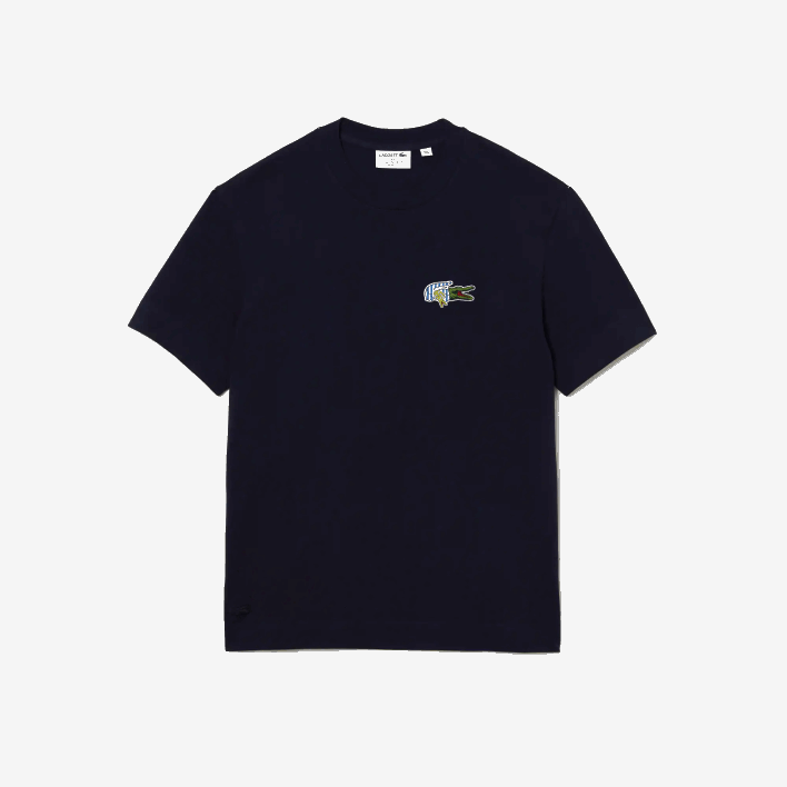 Lacoste Relaxed Fit Comic Effect Badge T-Shirt 646T741 Navy Blue 166 Men