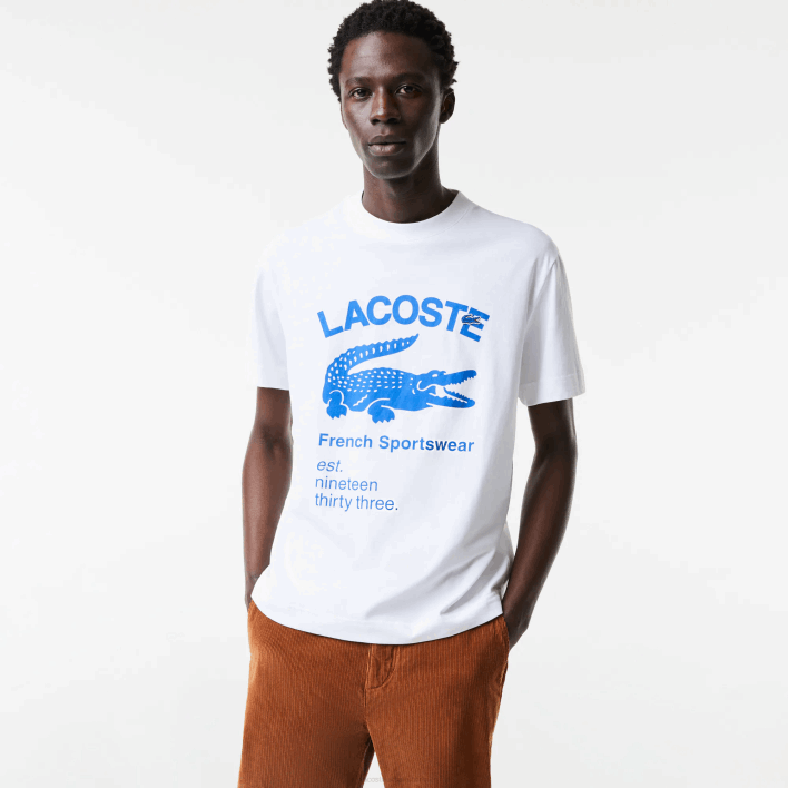 Lacoste Relaxed Fit Crocodile T-Shirt 646T698 White 001 Men