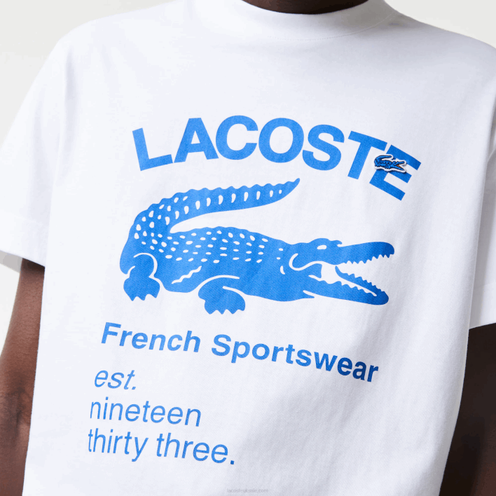 Lacoste Relaxed Fit Crocodile T-Shirt 646T698 White 001 Men