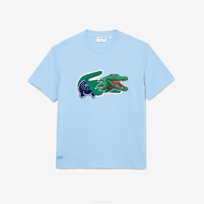 Lacoste Relaxed Fit Oversized Crocodile T-Shirt 646T609 Blue HBP Men