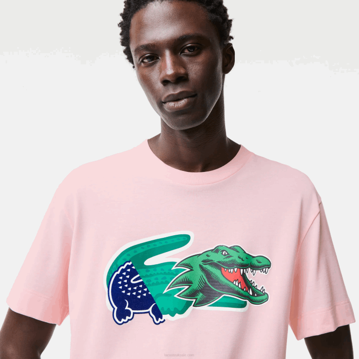 Lacoste Relaxed Fit Oversized Crocodile T-Shirt 646T610 Light Pink T03 Men