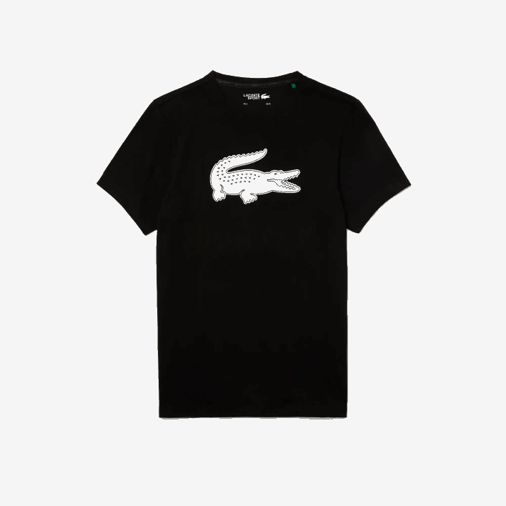 Lacoste SPORT 3D Print Crocodile Breathable Jersey T-Shirt 646T161 Black White 258 Men