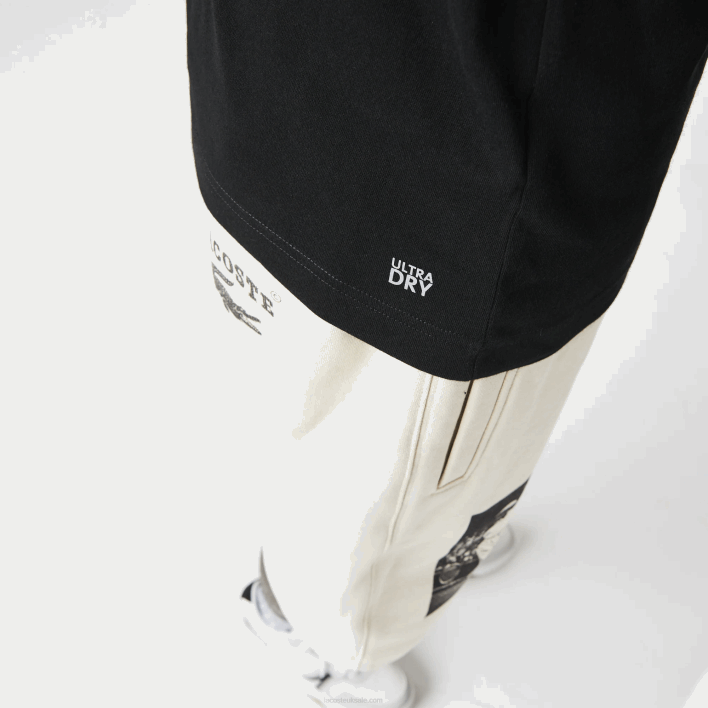 Lacoste SPORT 3D Print Crocodile Breathable Jersey T-Shirt 646T161 Black White 258 Men