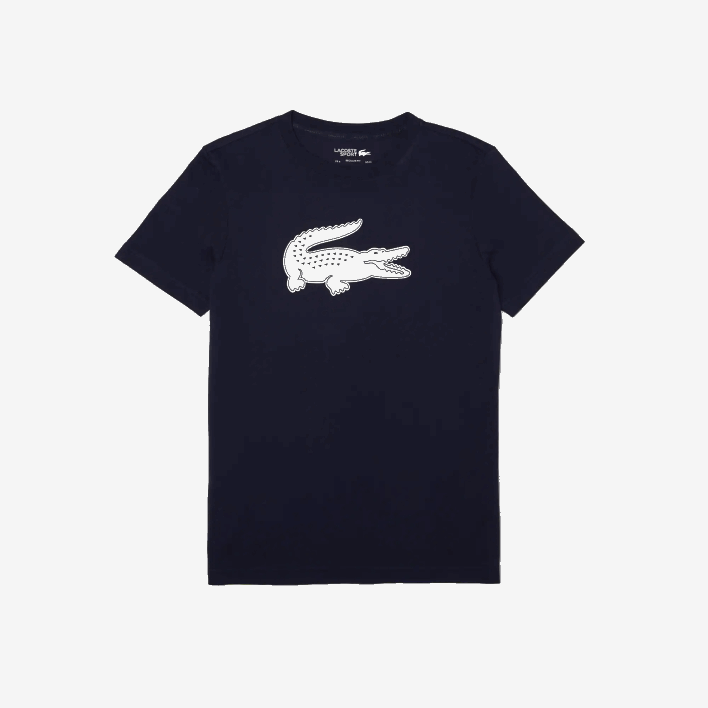 Lacoste SPORT 3D Print Crocodile Breathable Jersey T-Shirt 646T706 Navy Blue White 525 Men