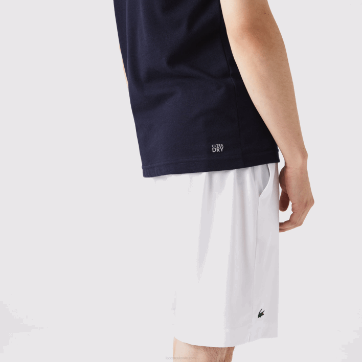 Lacoste SPORT 3D Print Crocodile Breathable Jersey T-Shirt 646T706 Navy Blue White 525 Men