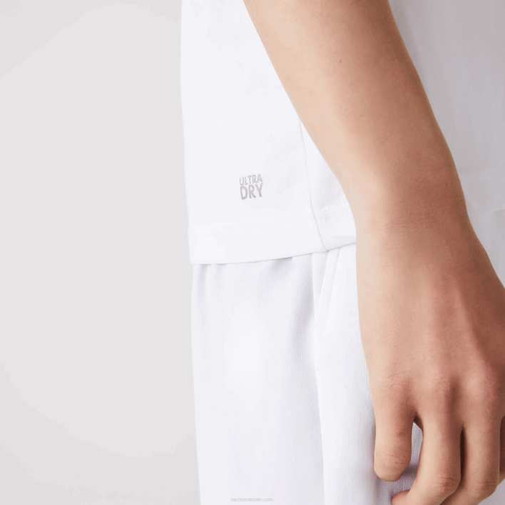 Lacoste SPORT 3D Print Crocodile Breathable Jersey T-Shirt 646T745 White Green W1J Men